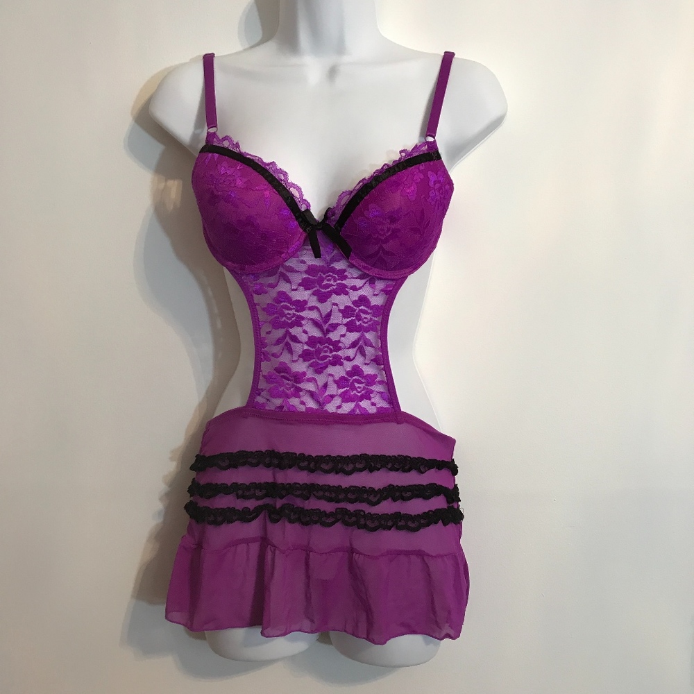 Rampage Intimates purple/black babydoll size Small